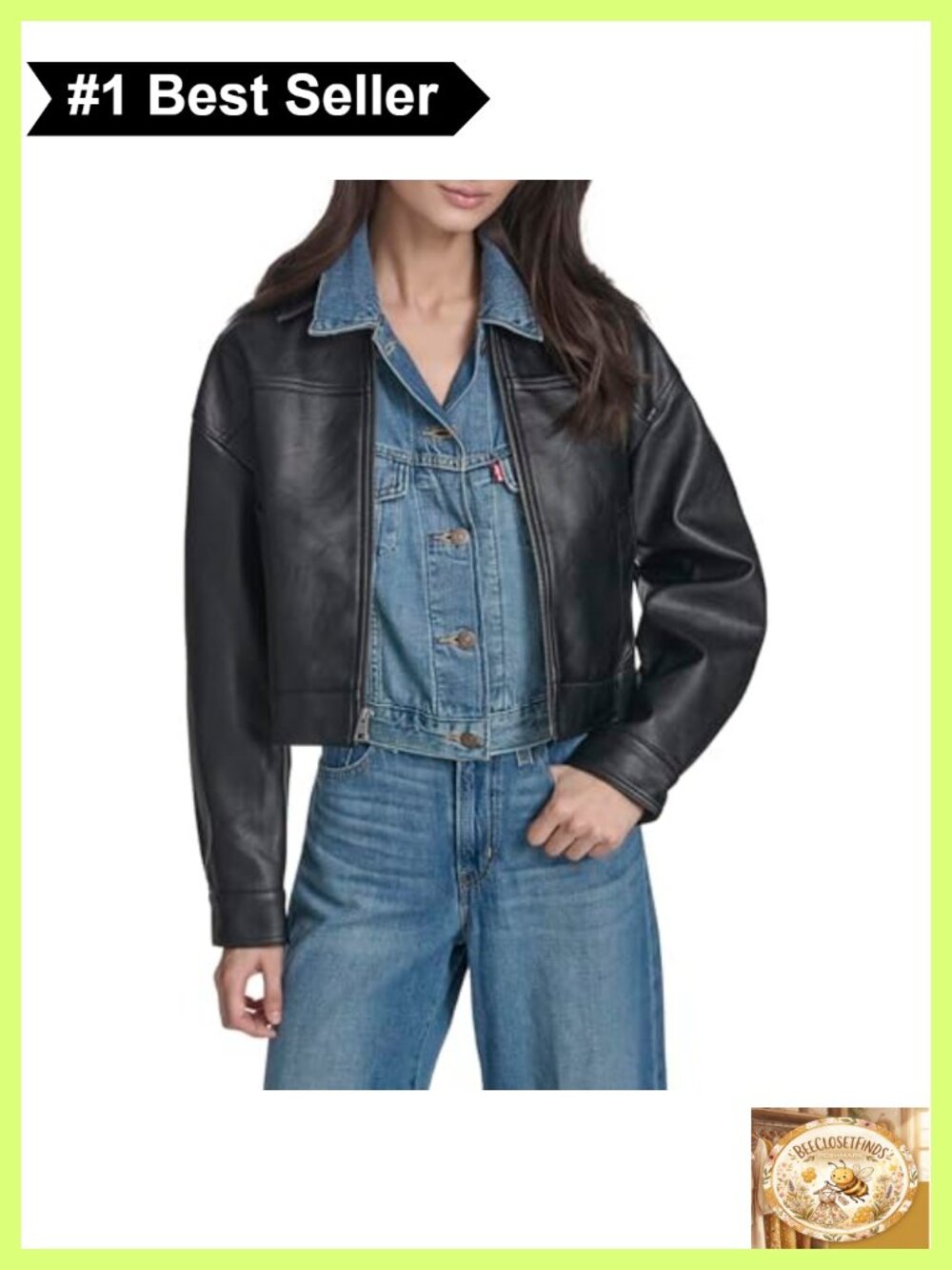 Faux Leather Jacket Sherpa Collar Zip Front Relaxed Fit